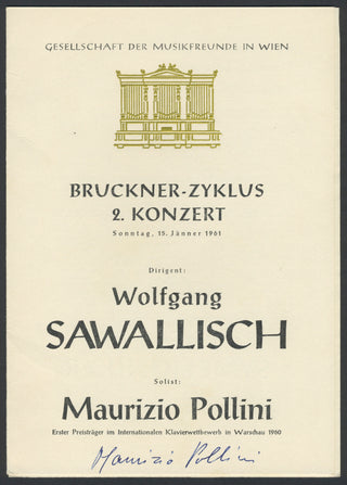 Pollini, Maurizio. (b. 1942) Early Signed Program