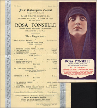 Ponselle, Rosa. (1897-1981) Original 1932 Illustrated Brochure and Program