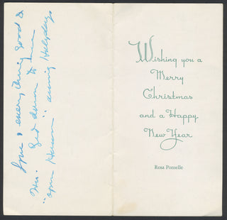 Ponselle, Rosa. (1897–1981) Christmas Card with Autograph Note