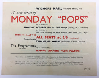 [Pops] Monday "Pops" - 1937 Wigmore Hall Concert Flyer