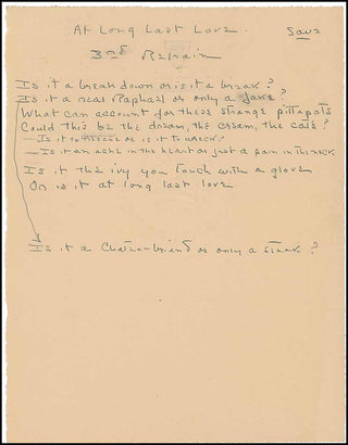 Porter, Cole. (1891–1964) "At Long Last Love" - Autograph Working Lyrics