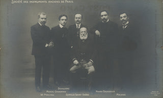 [Saint-Saëns, Camille. (1835–1921)] Postcard Photograph of Saint-Saëns with five members of the Société des instruments anciens de Paris