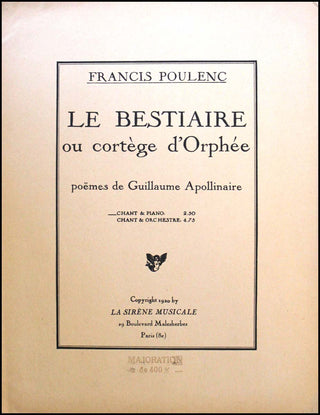 Poulenc, Francis. (1899–1963)  & Fournier, Pierre. (1906–1986) Annotated Proofs for the Cello Sonata