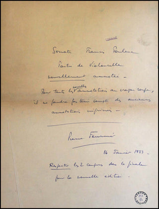 Poulenc, Francis. (1899-1963) Trois poèmes de Louise de Vilmorin, no. 1 : Le garçon de Liège