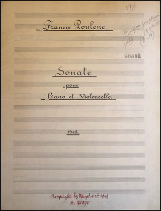 Poulenc, Francis. (1899-1963) Trois poèmes de Louise de Vilmorin, no. 1 : Le garçon de Liège