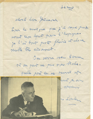 Poulenc, Francis. (1899–1963) [Diamond, David. (1915–2005)] Autograph Letter Signed to David Diamond