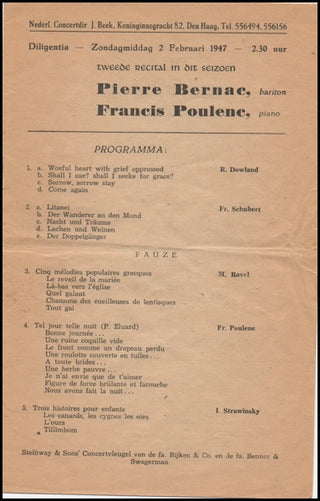 Poulenc, Francis. (1899-1963) Sonate pour Cor, Trompette et Trombone - Inscribed to Roland-Manuel.