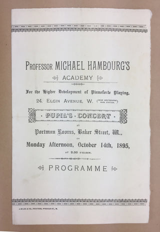 [Pianists and Violinists] [Opera & Theatre] Sauer, Emil von. (1862–1942) & Paderewski, Ignace Jan. (1860–1941) & Menter, Sophie. (1846–1918) & Stojowski, Zygmunt. (1870–1946) & Gabrilowitsch, Ossip. (1878–1936) & Rosenthal, Moriz. (1862–1946) & Janotha, N