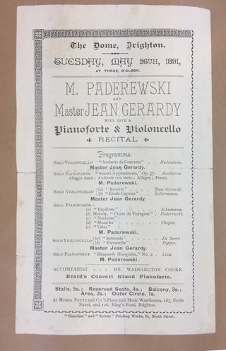 [Pianists and Violinists] [Opera & Theatre] Sauer, Emil von. (1862–1942) & Paderewski, Ignace Jan. (1860–1941) & Menter, Sophie. (1846–1918) & Stojowski, Zygmunt. (1870–1946) & Gabrilowitsch, Ossip. (1878–1936) & Rosenthal, Moriz. (1862–1946) & Janotha, N