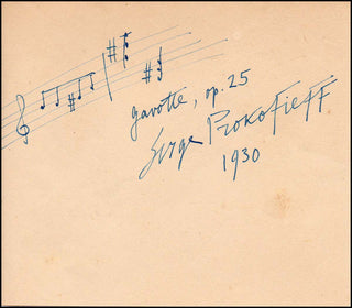 Prokofiev, Sergei. (1891-1953) "Classical Symphony" - Autograph Musical Quotation