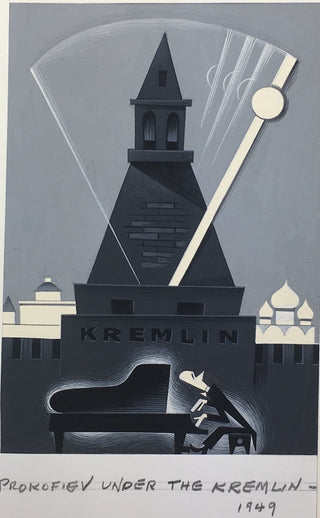 [Prokofiev, Sergei. (1891–1953)] Norkin, Sam. (1917–2011) "Prokofiev under the Kremlin" - Original Cartoon Drawing