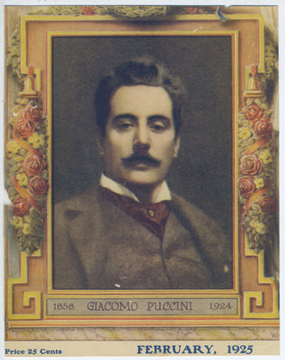 [Puccini, Giacomo. (1858–1924)] Fanciulla del West - Postcard Photograph with Family Signature