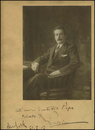 Puccini, Giacomo. (1858–1924) Large Photograph inscribed to Dante del Papa