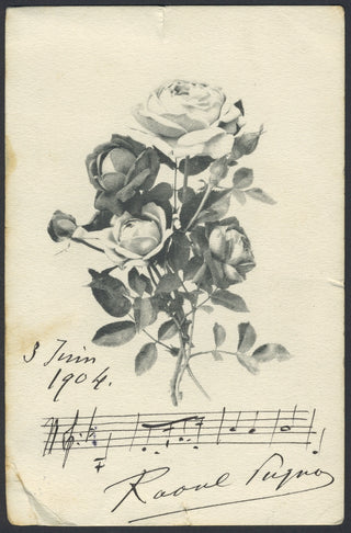 Pugno, Raoul. (1852–1914) Autograph Musical Quotation on a Postcard