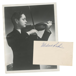 Rabin, Michael. (1936–1972) Rare Autograph Signature and 1953 Photograph