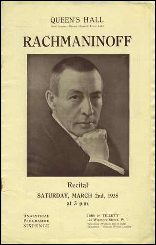 Rachmaninoff, Sergei. (1873–1943) 1935 Recital Program