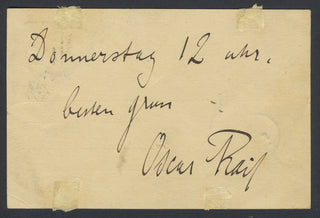 Raif, Oscar. (1847–1899) Autograph Note