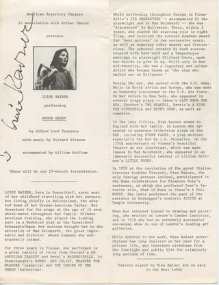 Rainer, Luise. (1910–2014) Signed Program