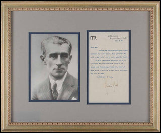 Ravel, Maurice. (1875-1937) Signed Letter to Henry Prunieres - FRAMED WITH A PHOTOGRAPH