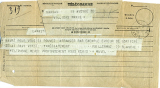 Ravel, Maurice. (1875-1937) Important Autograph Letters and Telegram about his Rejection of the Legion of Honor