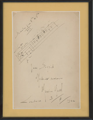 Ravel, Maurice. (1875-1937) "Sonata for Violin and Cello" - Autograph Musical Quotation