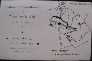 Reinhardt, Django. (1910-1953) Original Invitation to the Guitarist's Art Show