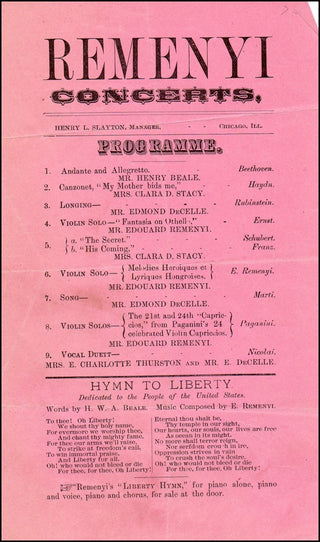 Remenyi, Edouard. (1828-1898) Concert Program