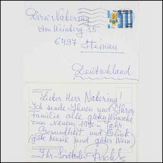 [Holiday] [Pianist] Richter, Sviatoslav. (1915–1997) Autograph Letter sending New Years Greetings