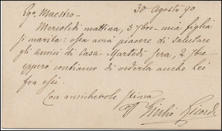 Ricordi, Giulio. (1840-1912) Autograph Note