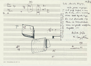 Rihm, Wolfgang. (b. 1952) Autograph Sheet of Notes and Doodles, with Autograph Note