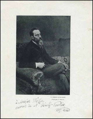 Rimsky-Korsakow, Nikolai. (1844-1908) Signed Portrait during Diaghilev&apos;s 1907 Russian Music Concerts in Paris