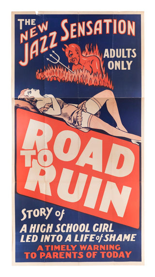 [Jazz] [Marijuana] "Road to Ruin" - 1934 two-sheet Movie Poster