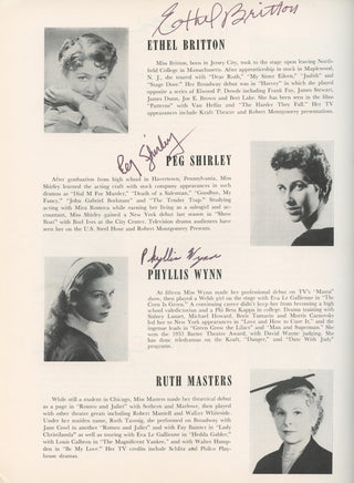 Robinson, Edward. G. (1893–1973) & Logan, Joshua. (1908–1988) & Freeman, Mona. (1926–2014) "Middle of the Night" – Signed Souvenir Program