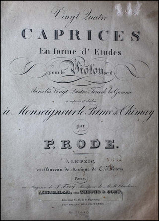 Rode, Pierre. (1774-1830) Vingt-quatre caprices en forme d&apos;etudes pour le violon seul dans les vingt-quatre tons de la gamme