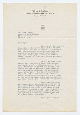 Rodgers, Richard. (1902-1979) Typed Letter Signed about Carousel