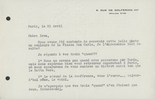 Romains, Jules. (1885–1972) "I am prepared to accept conditions significantly inferior to the sort I have become accustomed to, though somewhat better than those you have proposed" - Collection of Letters Concerning a Speaking Tour in Italy