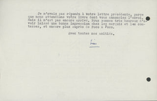 Romains, Jules. (1885–1972) "I am prepared to accept conditions significantly inferior to the sort I have become accustomed to, though somewhat better than those you have proposed" - Collection of Letters Concerning a Speaking Tour in Italy