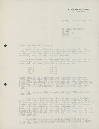 Romains, Jules. (1885–1972) "I am prepared to accept conditions significantly inferior to the sort I have become accustomed to, though somewhat better than those you have proposed" - Collection of Letters Concerning a Speaking Tour in Italy