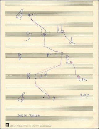 Rorem, Ned. (b. 1923) Signed Manuscript Music Page