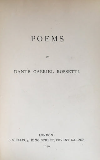 [Literature & Art] Rossetti, Dante Gabriele. (1828 - 1882) Poems - FIRST EDITION IN A FINE BINDING, WITH AN AUTOGRAPH LETTER