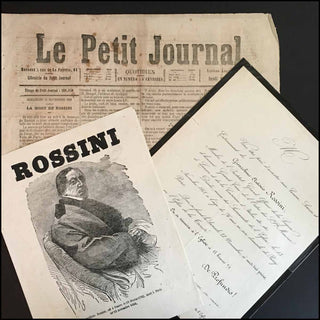 Rossini, Gioacchino. (1792-1868) Printed funeral invitation and Paris Newspaper Obituary