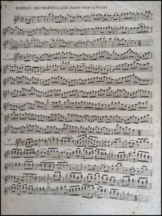 [Rouget de Lisle, Claude. 1760-1836)] Citoyen J. Wauthy. Marche des Marseillois Varie?e pour le Violon avec un Accompagnement de Violon par le Citoyen J. Wauthy.