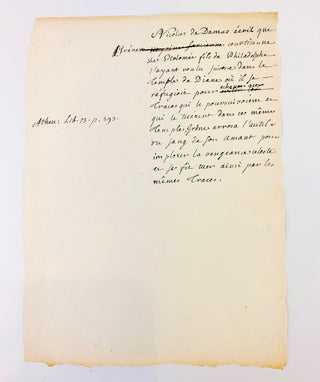 Rousseau, Jean Jacques. (1712 - 1778) Autograph Manuscript