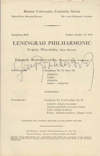 Rozhdestvensky, Gennady. (1931–2018) Signed Program