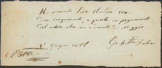 Rubini, Giovanni Battista. (1794–1854) Autograph Receipt Signed from London