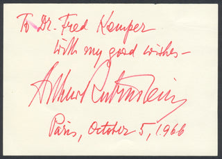 Rubinstein, Arthur. (1887–1982) Autograph Signature