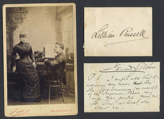 Russell, Lillian. (1861–1921) & Solomon, Edward. (1855–1895) Cabinet Photograph with Two Autograph Signatures