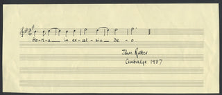 Rutter, John. (b. 1945) Autograph Musical Quotation, "Gloria in excelsis."