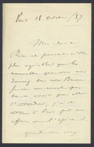 Saint-Saëns, Camille. (1835–1921) [Klein, Herman. (1856–1934)] Autograph Letter about "The Promised Land"