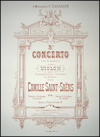 Saint-Saëns, Camille. (1835-1921) 3e Concerto (en Si mineur) Pour Violon. Op. 61